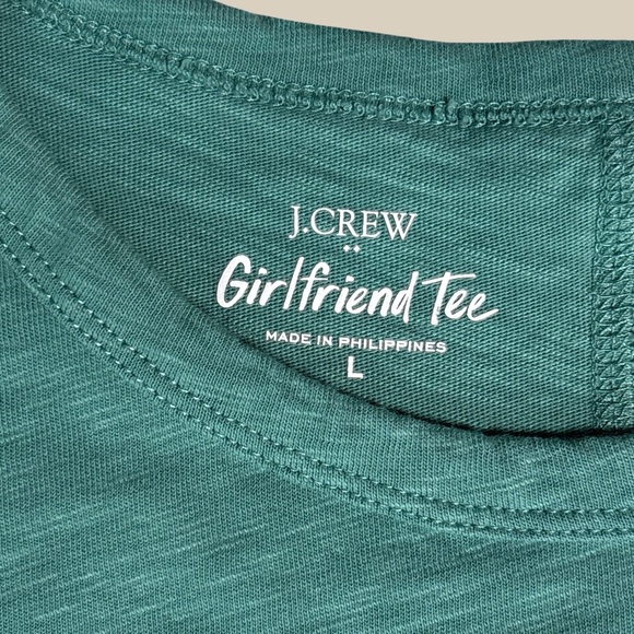 J. Crew Women’s Green Girlfriend Tee Chest Pocket Boxy Cropped 100% Cotton SZ L - Picture 4 of 5